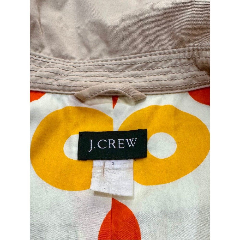 J.Crew Travel Trench Coat Size 2 Beige Lightweight Cotton Jacket 99772 - Picture 7 of 8